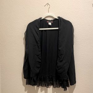 Trixxi long sleeve black cardigan with ruffles